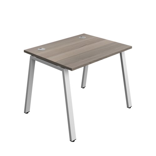 Synergy Bench with Cable Ports: 1 Person (FSC) : A-Frame Leg : 1000 800 Grey Oak/Silver