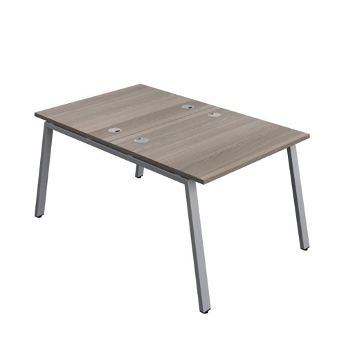 Synergy Bench with Cable Ports: 2 Person (FSC) : A-Frame Leg : 1000 800 Grey Oak/Silver