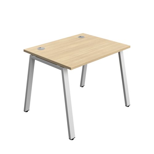 Synergy Bench with Cable Ports: 1 Person (FSC) : A-Frame Leg : 1000 800 Nova Oak/Silver