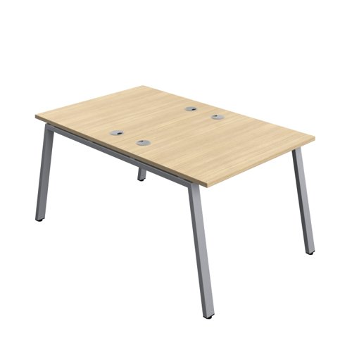 Synergy Bench with Cable Ports: 2 Person (FSC) : A-Frame Leg : 1000 800 Nova Oak/Silver