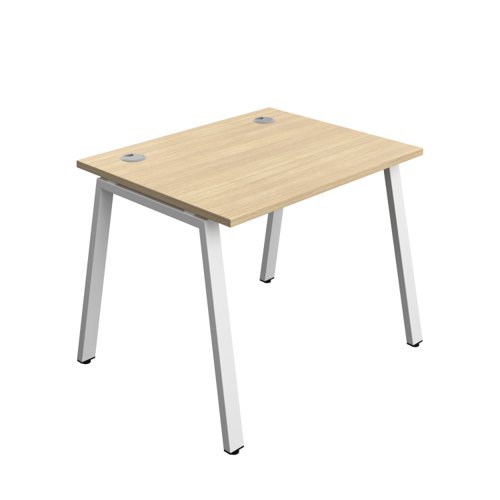 Synergy Bench with Cable Ports: 1 Person (FSC) : A-Frame Leg : 1000 800 Nova Oak/White