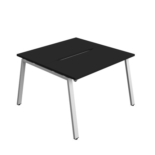 Synergy Bench with Cut Out: 2 Person (FSC) : A-Frame Leg : 1200 600 Black/Silver