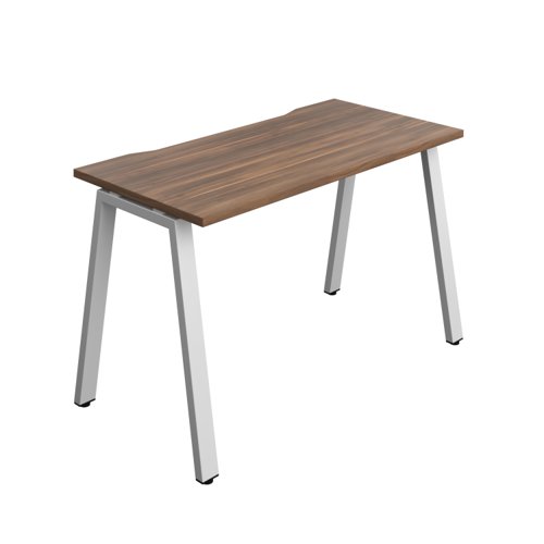 Synergy Bench with Cut Out: 1 Person (FSC) : A-Frame Leg : 1200 600 Dark Walnut/Silver