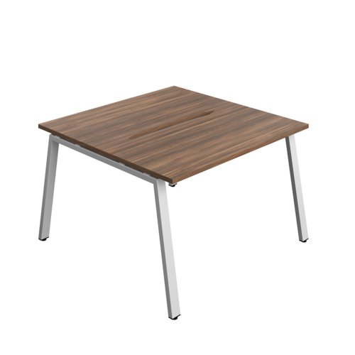 Synergy Bench with Cut Out: 2 Person (FSC) : A-Frame Leg : 1200 600 Dark Walnut/Silver
