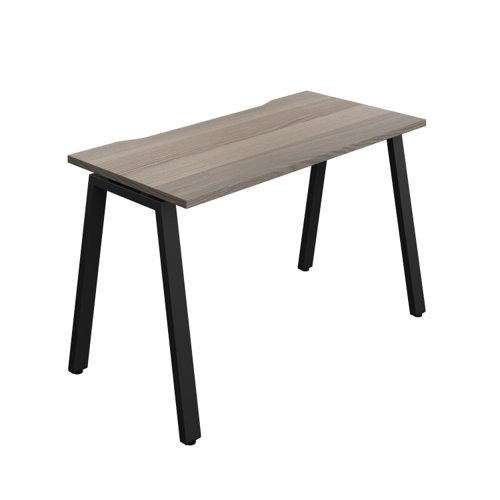 Synergy Bench with Cut Out: 1 Person (FSC) : A-Frame Leg : 1200 600 Grey Oak/Black