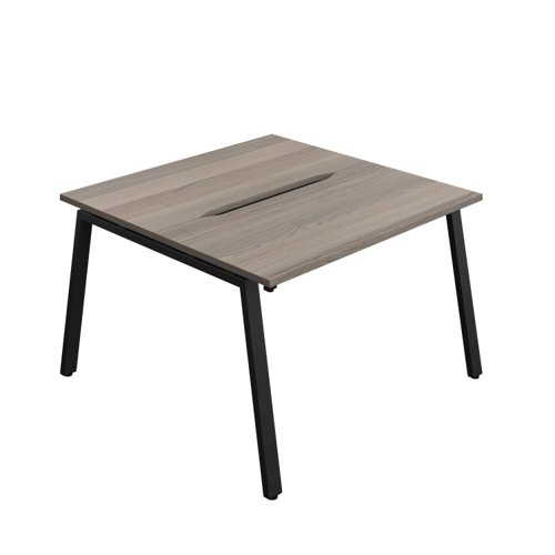 Synergy Bench with Cut Out: 2 Person (FSC) : A-Frame Leg : 1200 600 Grey Oak/Black