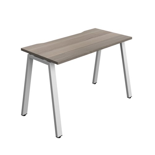 Synergy Bench with Cut Out: 1 Person (FSC) : A-Frame Leg : 1200 600 Grey Oak/Silver