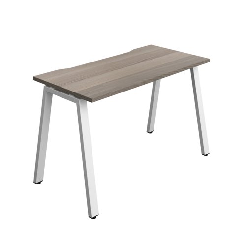 Synergy Bench with Cut Out: 1 Person (FSC) : A-Frame Leg : 1200 600 Grey Oak/White
