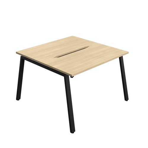 Synergy Bench with Cut Out: 2 Person (FSC) : A-Frame Leg : 1200 600 Nova Oak/Black