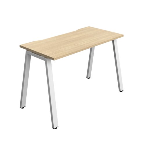 Synergy Bench with Cut Out: 1 Person (FSC) : A-Frame Leg : 1200 600 Nova Oak/White