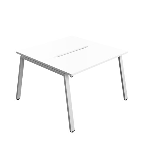 Synergy Bench with Cut Out: 2 Person (FSC) : A-Frame Leg : 1200 600 White/Silver