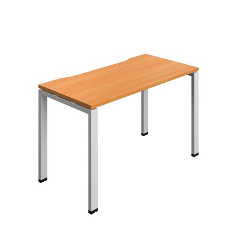Synergy Bench with Cut Out: 1 Person (FSC) : Goal Post Leg : 1200 600 Beech/Silver