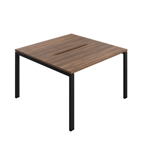 Synergy Bench with Cut Out: 2 Person (FSC) : Goal Post Leg : 1200 600 Dark Walnut/Black