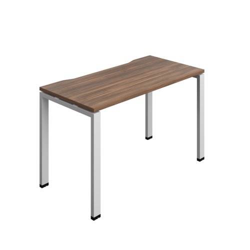 Synergy Bench with Cut Out: 1 Person (FSC) : Goal Post Leg : 1200 600 Dark Walnut/Silver