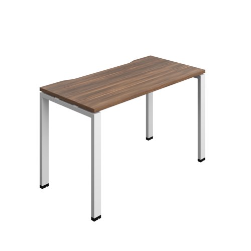 Synergy Bench with Cut Out: 1 Person (FSC) : Goal Post Leg : 1200 600 Dark Walnut/White