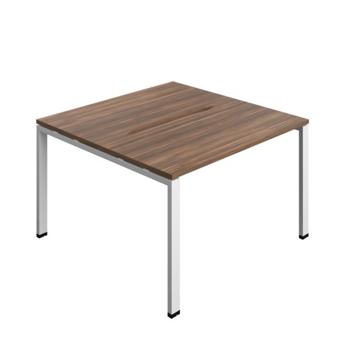 Synergy Bench with Cut Out: 2 Person (FSC) : Goal Post Leg : 1200 600 Dark Walnut/White