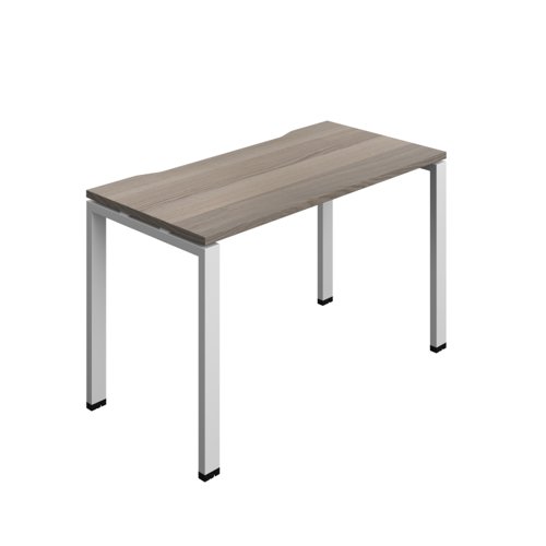 Synergy Bench with Cut Out: 1 Person (FSC) : Goal Post Leg : 1200 600 Grey Oak/Silver