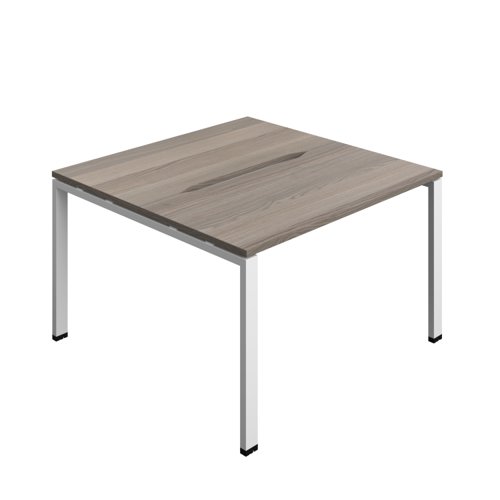 Synergy Bench with Cut Out: 2 Person (FSC) : Goal Post Leg : 1200 600 Grey Oak/White