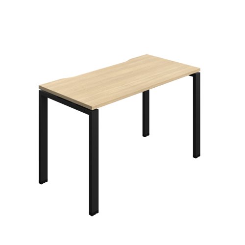 Synergy Bench with Cut Out: 1 Person (FSC) : Goal Post Leg : 1200 600 Nova Oak/Black