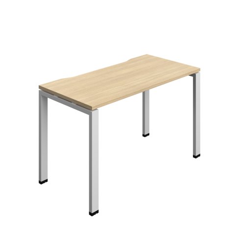 Synergy Bench with Cut Out: 1 Person (FSC) : Goal Post Leg : 1200 600 Nova Oak/Silver