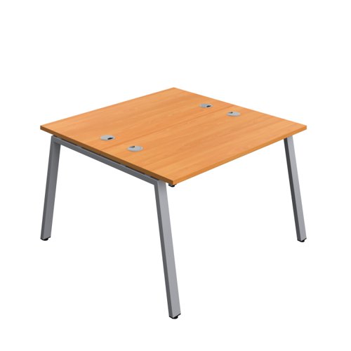 Synergy Bench with Cable Ports: 2 Person (FSC) : A-Frame Leg : 1200 600 Beech/Silver