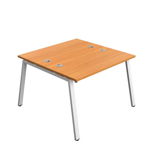Synergy Bench with Cable Ports: 2 Person (FSC) : A-Frame Leg : 1200 600 Beech/White