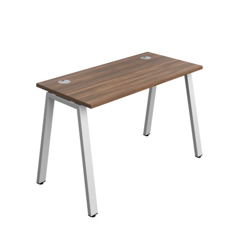 Synergy Bench with Cable Ports: 1 Person (FSC) : A-Frame Leg : 1200 600 Dark Walnut/Silver