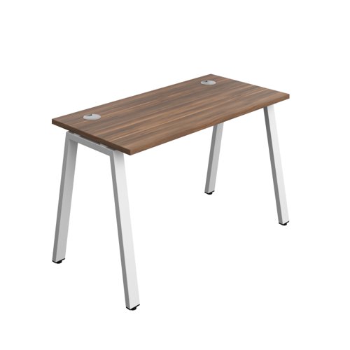 Synergy Bench with Cable Ports: 1 Person (FSC) : A-Frame Leg : 1200 600 Dark Walnut/White