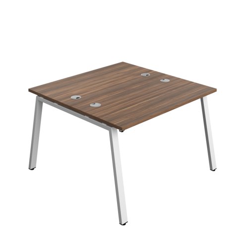 Synergy Bench with Cable Ports: 2 Person (FSC) : A-Frame Leg : 1200 600 Dark Walnut/White