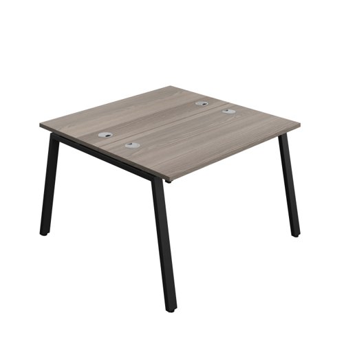 Synergy Bench with Cable Ports: 2 Person (FSC) : A-Frame Leg : 1200 600 Grey Oak/Black