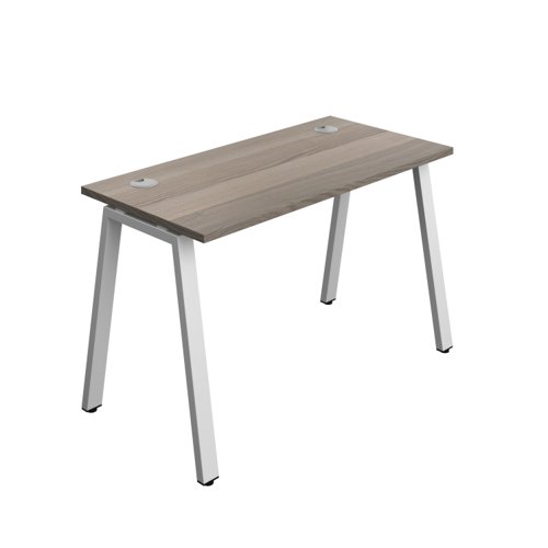 Synergy Bench with Cable Ports: 1 Person (FSC) : A-Frame Leg : 1200 600 Grey Oak/Silver
