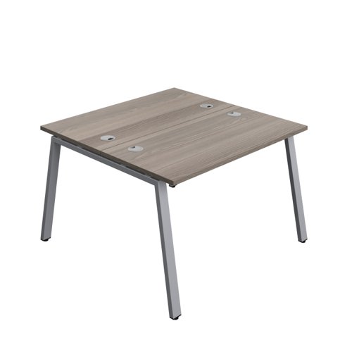 Synergy Bench with Cable Ports: 2 Person (FSC) : A-Frame Leg : 1200 600 Grey Oak/Silver
