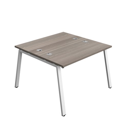 Synergy Bench with Cable Ports: 2 Person (FSC) : A-Frame Leg : 1200 600 Grey Oak/White