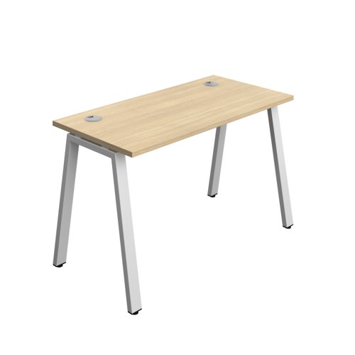 Synergy Bench with Cable Ports: 1 Person (FSC) : A-Frame Leg : 1200 600 Nova Oak/Silver