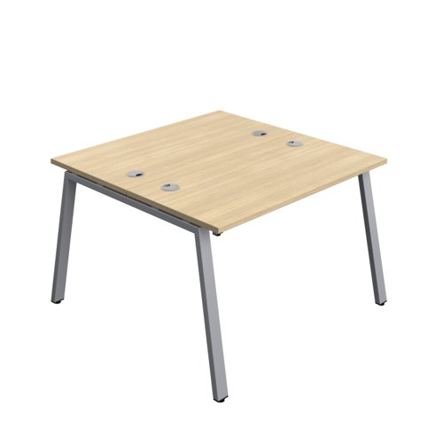Synergy Bench with Cable Ports: 2 Person (FSC) : A-Frame Leg : 1200 600 Nova Oak/Silver