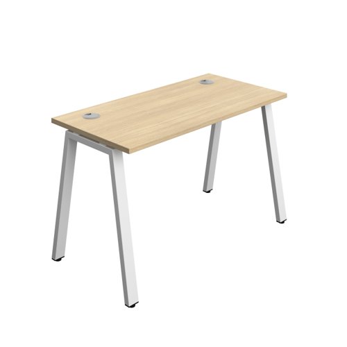 Synergy Bench with Cable Ports: 1 Person (FSC) : A-Frame Leg : 1200 600 Nova Oak/White