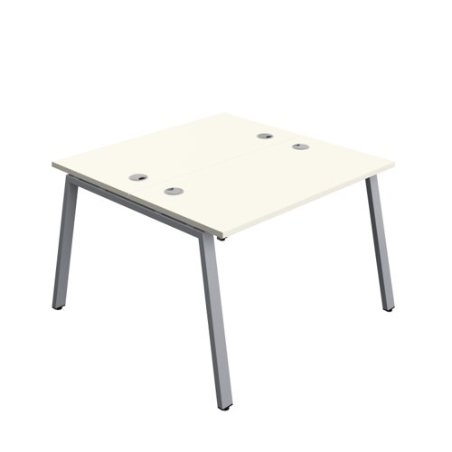 Synergy Bench with Cable Ports: 2 Person (FSC) : A-Frame Leg : 1200 600 White/Silver