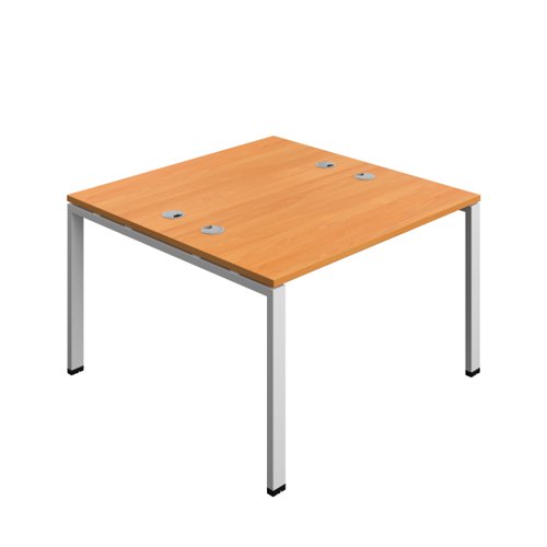 Synergy Bench with Cable Ports: 2 Person (FSC) : Goal Post Leg : 1200 600 Beech/Silver