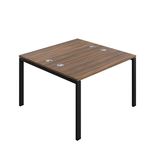Synergy Bench with Cable Ports: 2 Person (FSC) : Goal Post Leg : 1200 600 Dark Walnut/Black