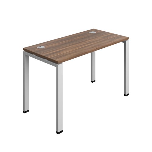 Synergy Bench with Cable Ports: 1 Person (FSC) : Goal Post Leg : 1200 600 Dark Walnut/Silver