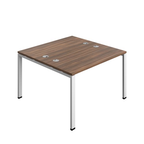 Synergy Bench with Cable Ports: 2 Person (FSC) : Goal Post Leg : 1200 600 Dark Walnut/White