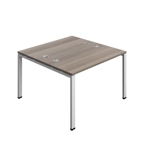 Synergy Bench with Cable Ports: 2 Person (FSC) : Goal Post Leg : 1200 600 Grey Oak/Silver