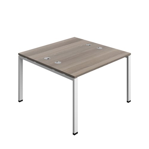 Synergy Bench with Cable Ports: 2 Person (FSC) : Goal Post Leg : 1200 600 Grey Oak/White