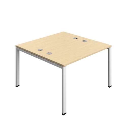 Synergy Bench with Cable Ports: 2 Person (FSC) : Goal Post Leg : 1200 600 Maple/White