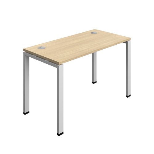 Synergy Bench with Cable Ports: 1 Person (FSC) : Goal Post Leg : 1200 600 Nova Oak/Silver