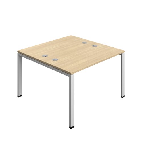 Synergy Bench with Cable Ports: 2 Person (FSC) : Goal Post Leg : 1200 600 Nova Oak/Silver