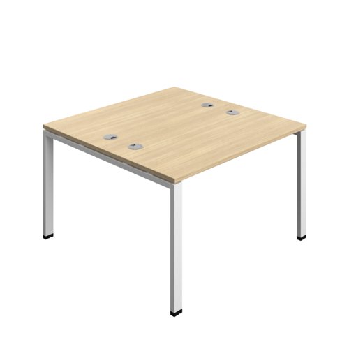 Synergy Bench with Cable Ports: 2 Person (FSC) : Goal Post Leg : 1200 600 Nova Oak/White
