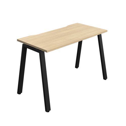 Synergy Bench with Cut Out: 1 Person (FSC) : A-Frame Leg : 1200 700 Nova Oak/Black