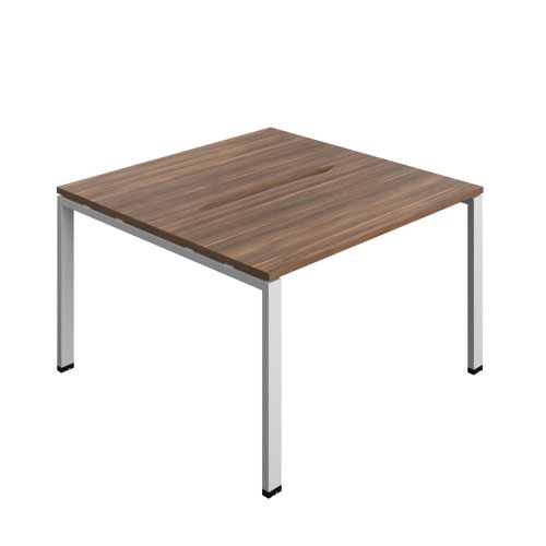 Synergy Bench with Cut Out: 2 Person (FSC) : Goal Post Leg : 1200 700 Dark Walnut/Silver