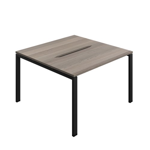 Synergy Bench with Cut Out: 2 Person (FSC) : Goal Post Leg : 1200 700 Grey Oak/Black